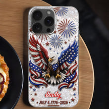 Independence Day Bald Eagle With American Flag And Fireworks - Personalized Clear Phone Case - INDE487_PHC