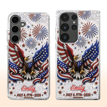 Independence Day Bald Eagle With American Flag And Fireworks - Personalized Clear Phone Case - INDE487_PHC