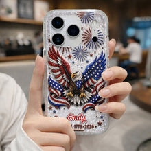 Independence Day Bald Eagle With American Flag And Fireworks - Personalized Clear Phone Case - INDE487_PHC