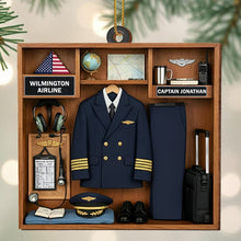 Proud Moment For Our Captain, Airline Uniform And Travel Essentials - Personalized Custom Wood Ornament, Custom Shaped - JBS042_WDO