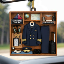 Proud Moment For Our Captain, Airline Uniform And Travel Essentials - Personalized Custom Wood Ornament, Custom Shaped - JBS042_WDO