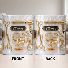 Master of Style Gold Salon Chair Scissors and Professional Hair Artistry - Personalized Custom Coffee Mug - JBS132_MG