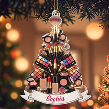 A Glamorous Holiday Makeup Lover Christmas Tree Palette And Lipstick - Personalized Custom Acrylic Ornament, Christmas Gift - JBS353_ACO