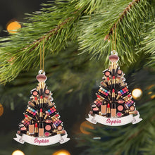 A Glamorous Holiday Makeup Lover Christmas Tree Palette And Lipstick - Personalized Custom Acrylic Ornament, Christmas Gift - JBS353_ACO