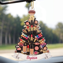A Glamorous Holiday Makeup Lover Christmas Tree Palette And Lipstick - Personalized Custom Acrylic Ornament, Christmas Gift - JBS353_ACO