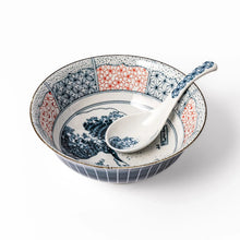 Blue Hokusai Wave Ramen Bowl