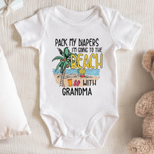 Pack My Diapers, Going To The Beach With Palm Tree - Personalized Custom Baby Onesie - KID102_ONES