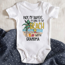 Pack My Diapers, Going To The Beach With Palm Tree - Personalized Custom Baby Onesie - KID102_ONES