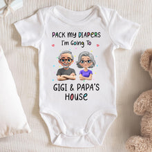 Pack My Diapers Going To Gigi & Papa's House - Personalized Custom Baby Onesie - KID124_ONES