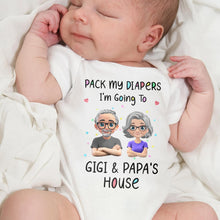 Pack My Diapers Going To Gigi & Papa's House - Personalized Custom Baby Onesie - KID124_ONES