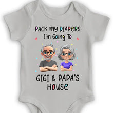 Pack My Diapers Going To Gigi & Papa's House - Personalized Custom Baby Onesie - KID124_ONES