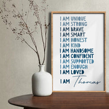 I Am Unique, Strong, Brave Typography Poster - Personalized Custom Vertical Poster - KID294_VPOS