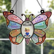 I Am Smart, I Am Kind, Positive Affirmations Butterfly - Personalized Custom Suncatcher - KID479_CSUN