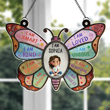 I Am Smart, I Am Kind, Positive Affirmations Butterfly - Personalized Custom Suncatcher - KID479_CSUN