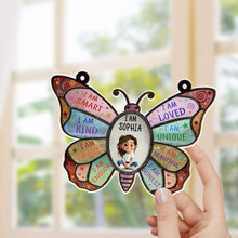 I Am Smart, I Am Kind, Positive Affirmations Butterfly - Personalized Custom Suncatcher - KID479_CSUN