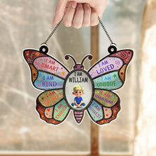 I Am Smart, I Am Kind, Positive Affirmations Butterfly - Personalized Custom Suncatcher - KID479_CSUN
