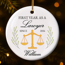 First Year As A Lawyer With Scales Of Justice - Personalized Custom Ceramic Ornament With Round Shape - LAW008_RCE