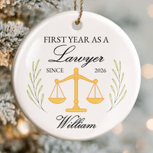 First Year As A Lawyer With Scales Of Justice - Personalized Custom Ceramic Ornament With Round Shape - LAW008_RCE