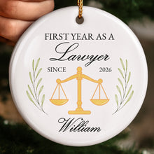 First Year As A Lawyer With Scales Of Justice - Personalized Custom Ceramic Ornament With Round Shape - LAW008_RCE