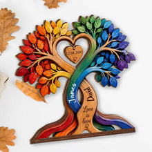 Love Is Love Pride Rainbow Tree With Heart Design - Personalized Custom 2-Layer Wood Plaque With Flat Base - LPRIDE004_WPLA
