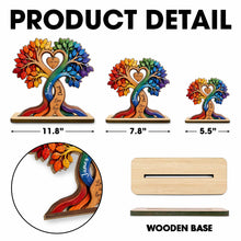 Love Is Love Pride Rainbow Tree With Heart Design - Personalized Custom 2-Layer Wood Plaque With Flat Base - LPRIDE004_WPLA