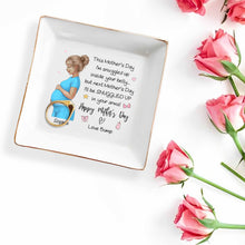 This Mother's Day I'm Snuggled Up Inside Your Belly Pregnant Woman - Personalized Custom Jewelry Dish, Square Ceramic Dish - MOM259_SCRD