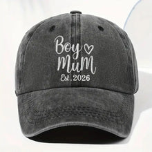Boy Mom Est With Heart Custom Year - Personalized Custom Washed Denim Cap - MOM291_WDCAP