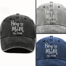 Boy Mom Est With Heart Custom Year - Personalized Custom Washed Denim Cap - MOM291_WDCAP