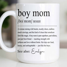 Boy Mom Raising Wild Hearts Dictionary Definition Typography - Personalized Custom Coffee Mug - MOM295_MG