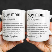 Boy Mom Raising Wild Hearts Dictionary Definition Typography - Personalized Custom Coffee Mug - MOM295_MG