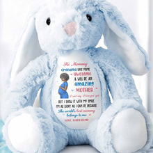 Hi Mommy Grandma Says You Are Awesome Pregnant Woman And Butterflies - Personalized Stuffed Bunny - MOM373_BUN