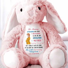 Hi Mommy Grandma Says You Are Awesome Pregnant Woman And Butterflies - Personalized Stuffed Bunny - MOM373_BUN