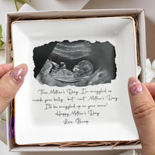 This Mother's Day Snuggled Up In Your Belly Ultrasound Photo Ceramic Dish - Personalized Custom Jewelry Dish, Square Ceramic Dish - MOM375_SCRD