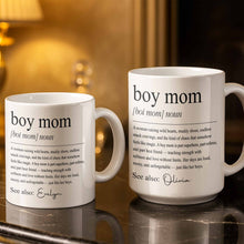 Boy Mom Definition With Custom Birth Month Flower Design - Personalized Custom Coffee Mug - MOM381_MG