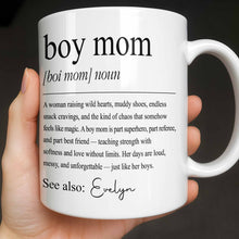 Boy Mom Definition With Custom Birth Month Flower Design - Personalized Custom Coffee Mug - MOM381_MG