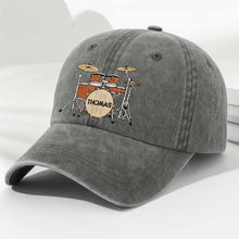 Drummer Personalized Custom Drum Set And Cymbals - Personalized Custom Washed Denim Cap - MUSIC069_WDCAP