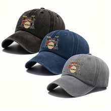 Drummer Personalized Custom Drum Set And Cymbals - Personalized Custom Washed Denim Cap - MUSIC069_WDCAP