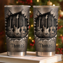 Music Is The Soul Of Life 3D Effect Guitars And Stone Wall - Personalized Custom Stainless Steel Tumbler 20oz 30oz - MUSIC097_TB