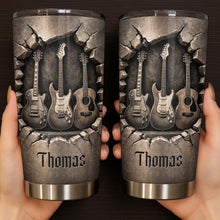 Music Is The Soul Of Life 3D Effect Guitars And Stone Wall - Personalized Custom Stainless Steel Tumbler 20oz 30oz - MUSIC097_TB