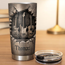 Music Is The Soul Of Life 3D Effect Guitars And Stone Wall - Personalized Custom Stainless Steel Tumbler 20oz 30oz - MUSIC097_TB