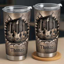 Music Is The Soul Of Life 3D Effect Guitars And Stone Wall - Personalized Custom Stainless Steel Tumbler 20oz 30oz - MUSIC097_TB
