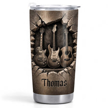 Music Is The Soul Of Life 3D Effect Guitars And Stone Wall - Personalized Custom Stainless Steel Tumbler 20oz 30oz - MUSIC097_TB