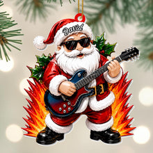 Rocking Around The Christmas Tree Santa Playing Electric Guitar - Personalized Custom Acrylic Ornament, Christmas Gift - MUSIC188_ACO