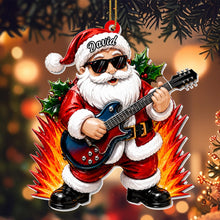 Rocking Around The Christmas Tree Santa Playing Electric Guitar - Personalized Custom Acrylic Ornament, Christmas Gift - MUSIC188_ACO