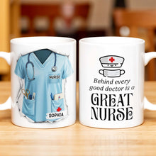 Behind Every Good Doctor Is A Great Nurse, Nurse Cap and Mask - Personalized Custom Coffee Mug - NUR010_MG
