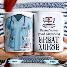 Behind Every Good Doctor Is A Great Nurse, Nurse Cap and Mask - Personalized Custom Coffee Mug - NUR010_MG