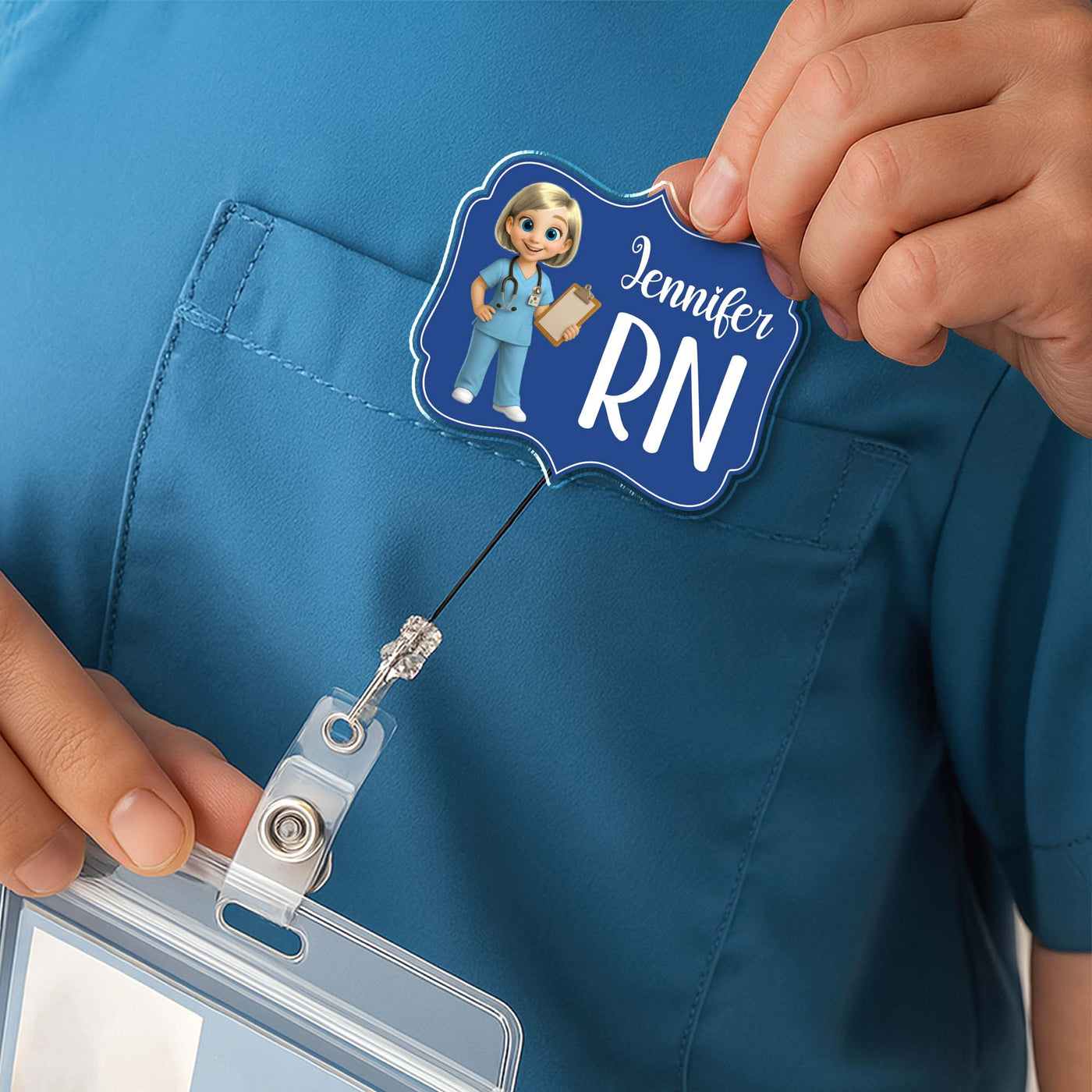 Custom Cheerful Cartoon Nurse Badge Reel - Custom Acrylic Badge Reel - NUR014_AREEL