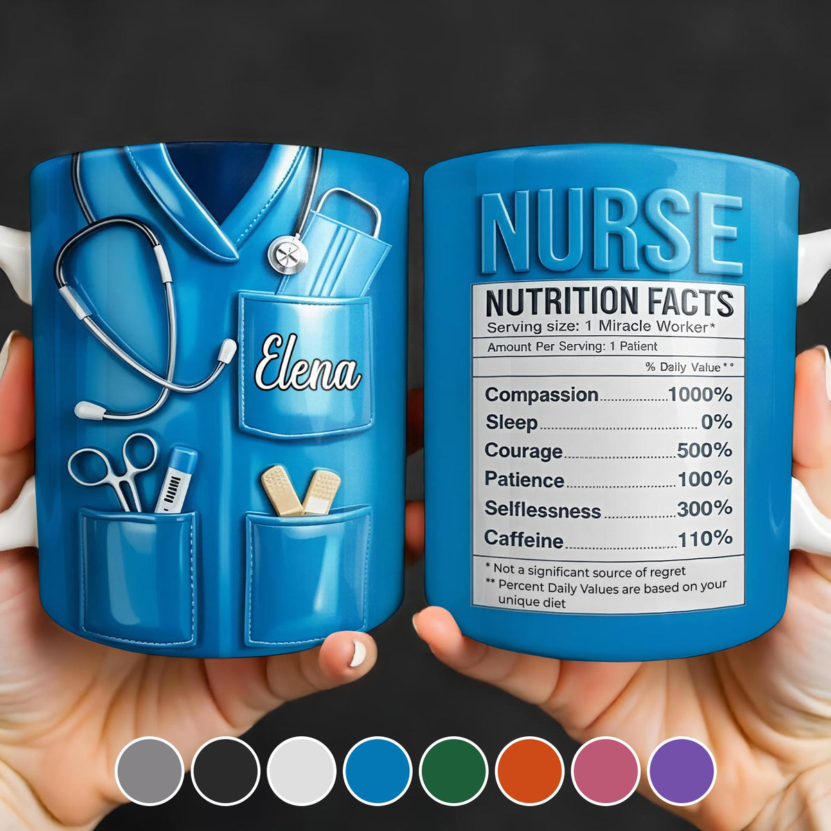 Nurse Nutrition Facts Compassion, Sleep, Courage Mug Design - Personalized Custom Coffee Mug - NUR060_MG