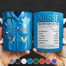 Nurse Nutrition Facts Compassion, Sleep, Courage Mug Design - Personalized Custom Coffee Mug - NUR060_MG