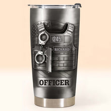 Beloved Officer Personalized Tumbler With Police Badge, Handcuffs, Pistol - Personalized Custom Stainless Steel Tumbler 20oz 30oz - OFC031_TB